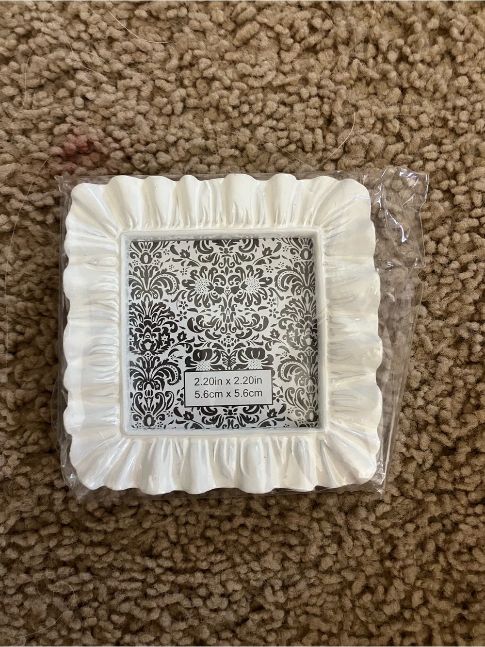 Michaels White Frame with Black Damask Pattern, Size 2.20in x 2.20in